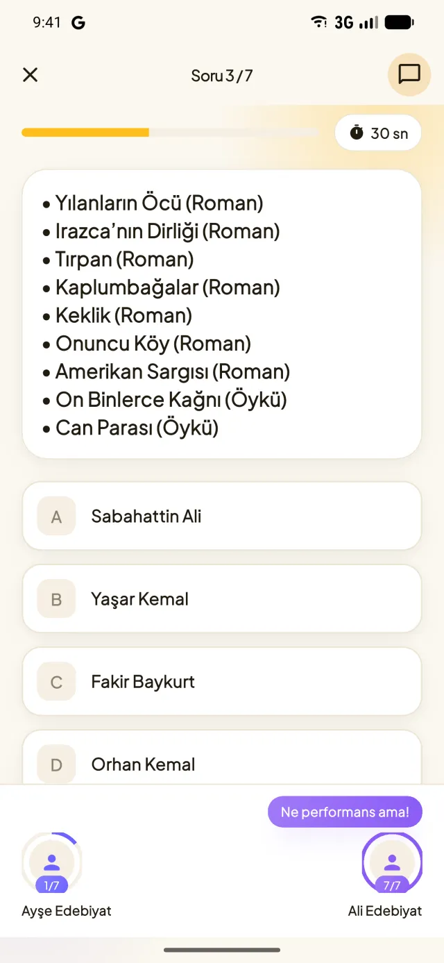 Canlı düello ekranı