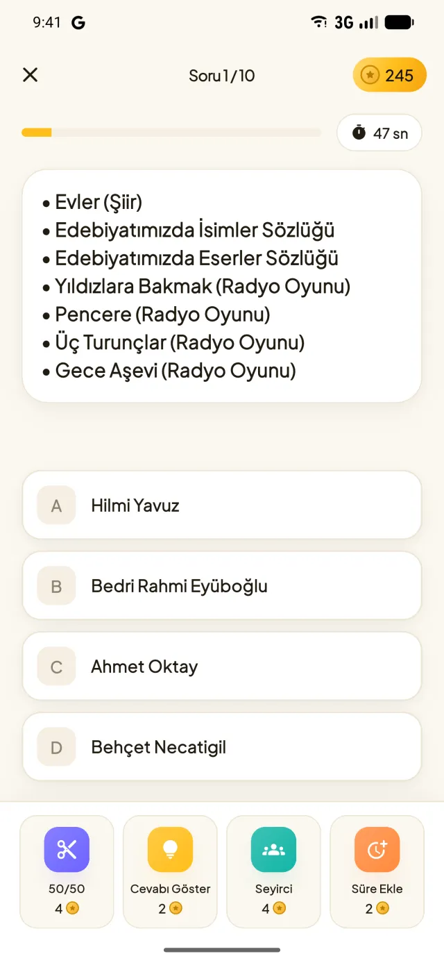Soru çöz ekranı